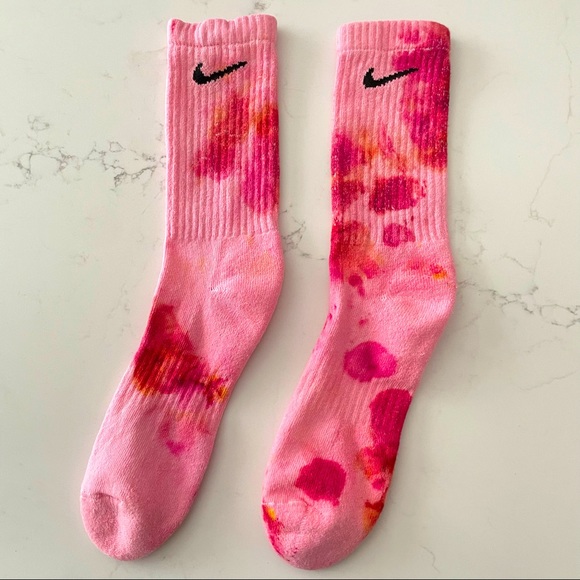 Nike Other - Nike Tie Dye Watercolor Crew Socks Mens Everyday Custom Red Pink Coral